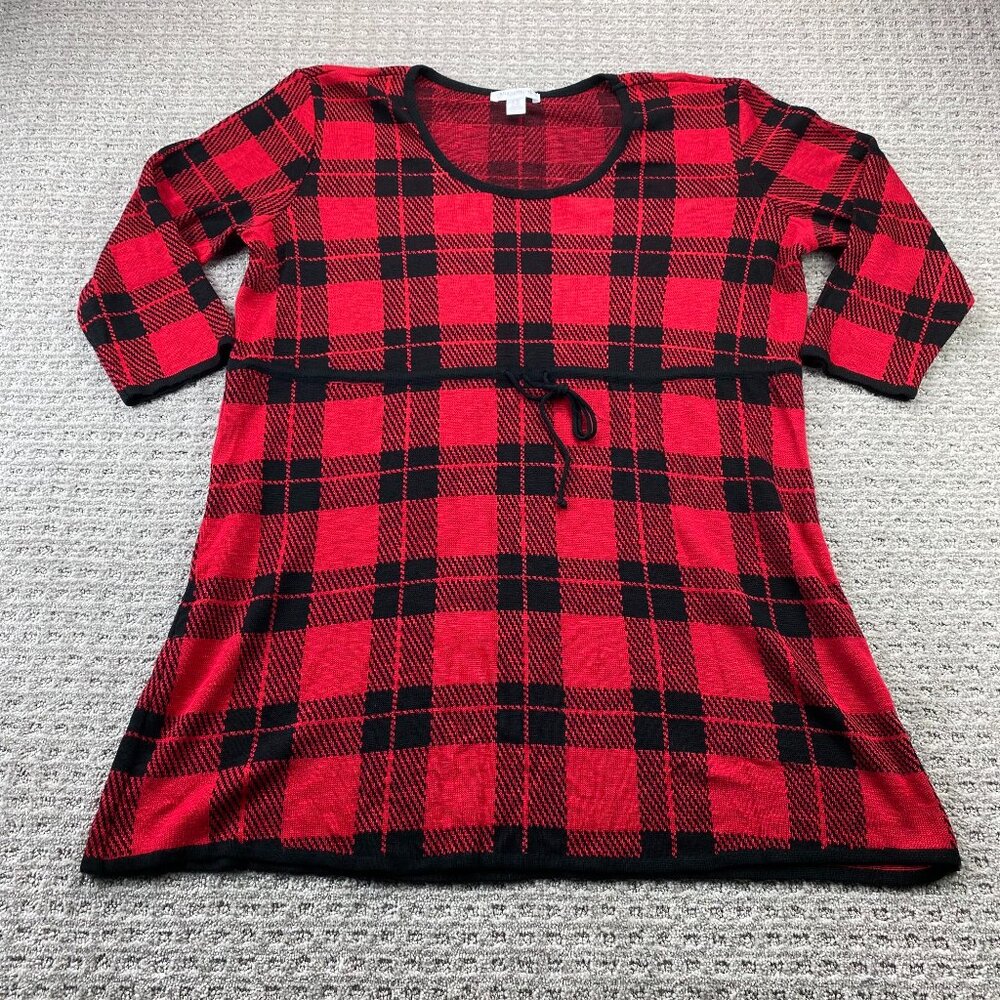 Motherhood Maternity Knit Shirt Women Size Extra Large XL Red Black Plaid